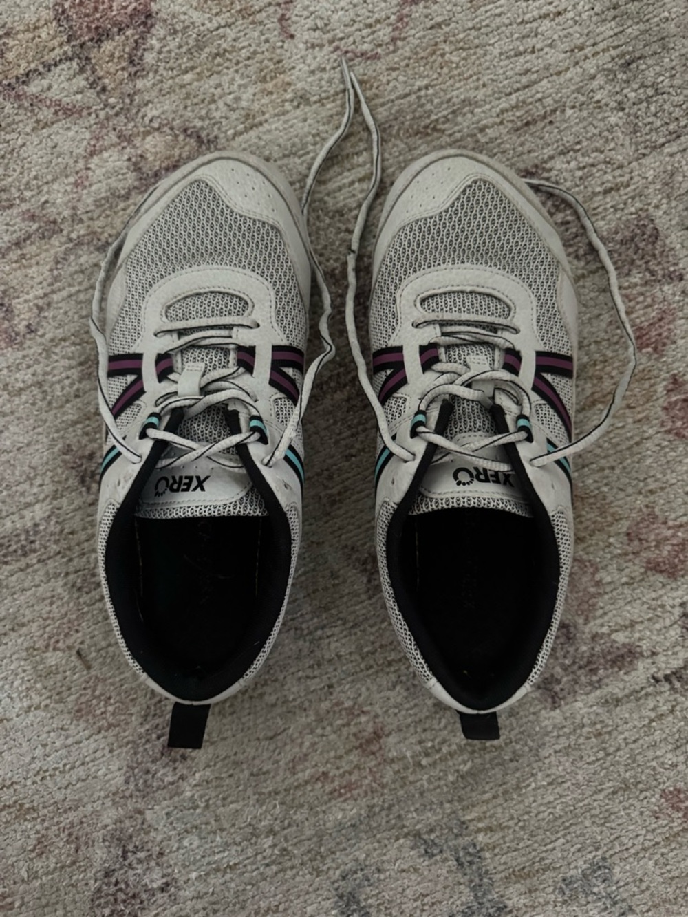 Xero Women's Athletic Sneakers - Light Gray with Purple Accents